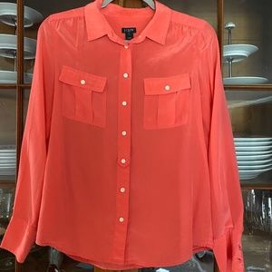 Coral 100% Silk J. Crew Blouse